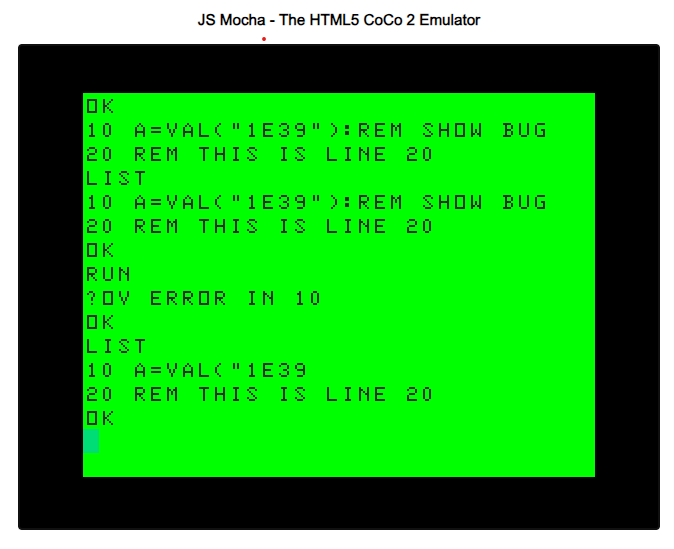 Color Basic Overflow Bug Same As Commodore S Sub Etha Software